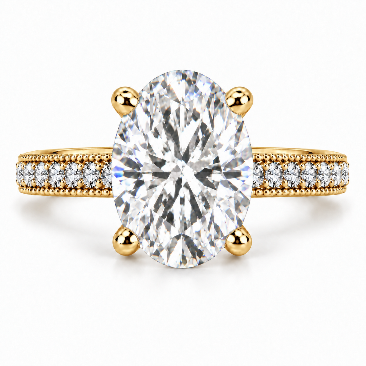 Melden Samantha 14k Gold Ring Oval Diamond Center Stone 2.22ct Total Diamond