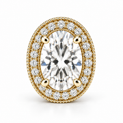Melden Samantha Oval Halo Stud Earrings 14K Yellow Gold 2.00ct Centers
