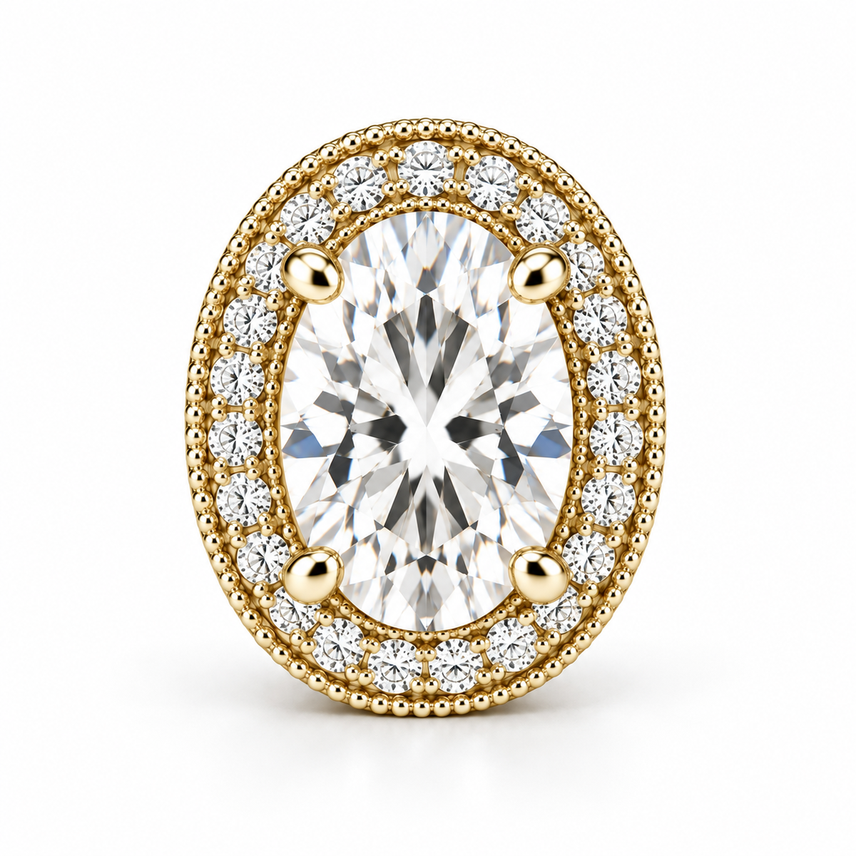 Melden Samantha Oval Halo Stud Earrings 14K Yellow Gold 2.00ct Centers