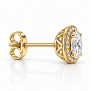 Melden Samantha Oval Halo Stud Earrings 14K Yellow Gold 2.00ct Centers