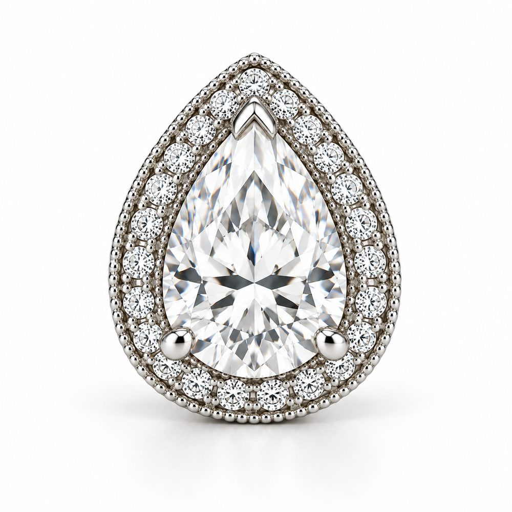 Samantha Pear halo stud earrings, detail