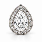 Melden Samantha Pear Halo Stud Earrings 14K White Gold 2.00ct Centers