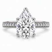 Melden Samantha 14k White Gold Ring Pear Diamond Center Stone 2.22ct Total Diamond
