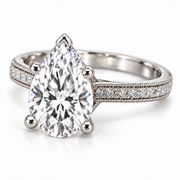 Melden Samantha 14k White Gold Ring Pear Diamond Center Stone 2.22ct Total Diamond
