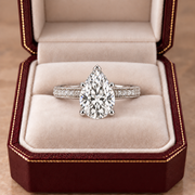 Melden Samantha 14k White Gold Ring Pear Diamond Center Stone 2.22ct Total Diamond