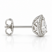 Melden Samantha Pear Halo Stud Earrings 14K White Gold 2.00ct Centers