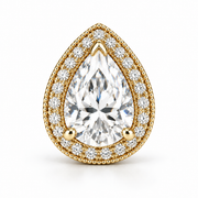 Melden Samantha Pear Halo Stud Earrings 14K Yellow Gold 2.00ct Centers