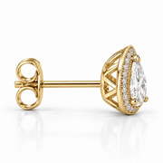 Melden Samantha Pear Halo Stud Earrings 14K Yellow Gold 2.00ct Centers