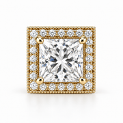 Melden Samantha Princess Halo Stud Earrings 14K Yellow Gold 2.00ct Centers