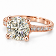 Melden Samantha 14k Rose Gold Ring Round Diamond Center Stone 1.22ct Total Diamond