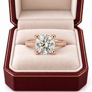 Melden Samantha 14k Rose Gold Ring Round Diamond Center Stone 1.22ct Total Diamond
