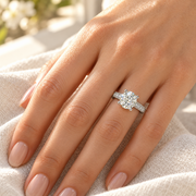 Melden Samantha 14k White Gold Ring Round Diamond Center Stone 2.22ct Total Diamond