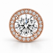 Melden Samantha Round Halo Stud Earrings 14K Rose Gold 2.00ct Centers