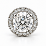 Melden Samantha Round Halo Stud Earrings 14K White Gold 2.00ct Centers
