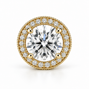 Melden Samantha Round Halo Stud Earrings 14K Yellow Gold 1.00ct Centers